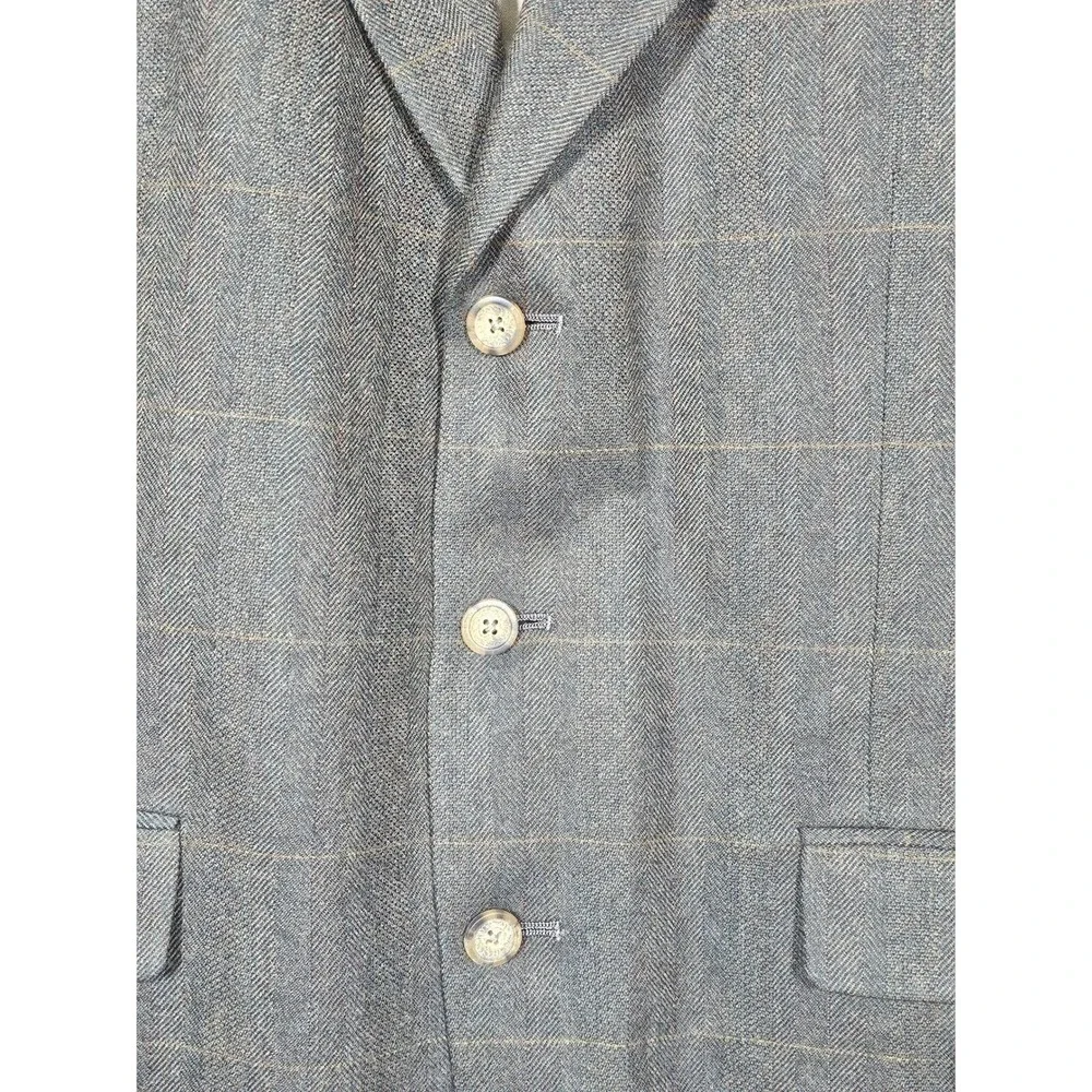 Austin Reed London Blazer 40R Brown‎ Herringbone Plaid Tailored in USA LL Bean